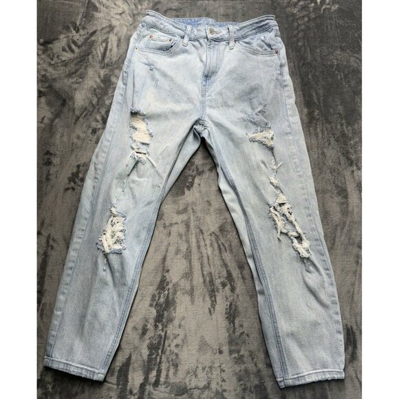 Wild Fable Super-High Rise Mom Jeans‎ Distressed Womens 8 Distressed Light Wash - Picture 1 of 9
